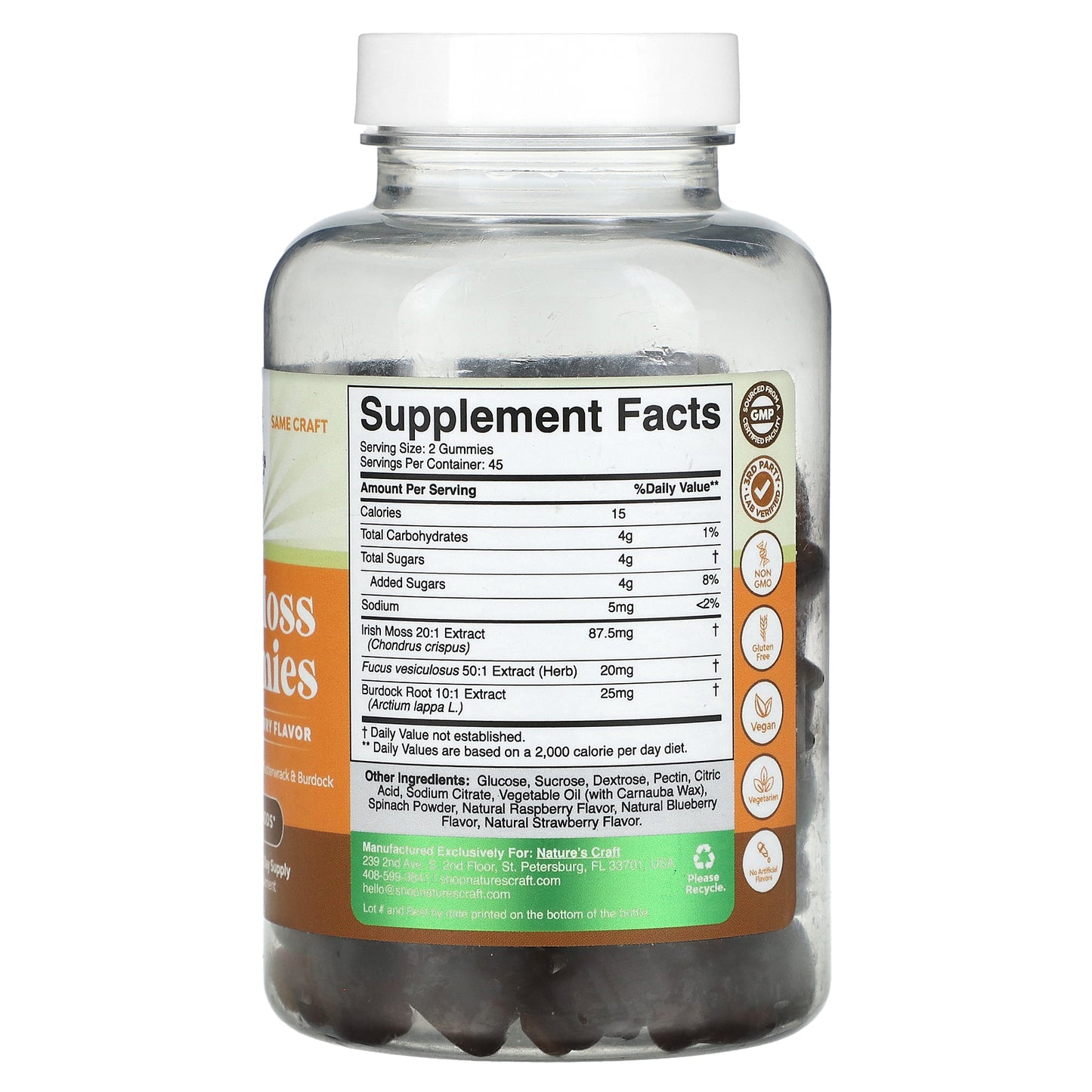 Nature's Craft, Sea Moss Gummies, Mixed Berry, 90 Gummies