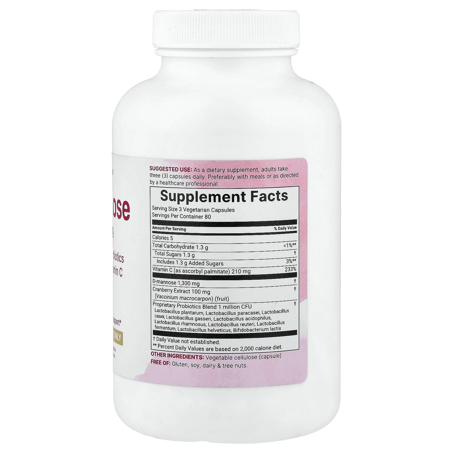 Micro Ingredients, D-Mannose With Cranberry, Probiotics & Fat-Soluble Vitamin C, 240 Vegetarian Capsules