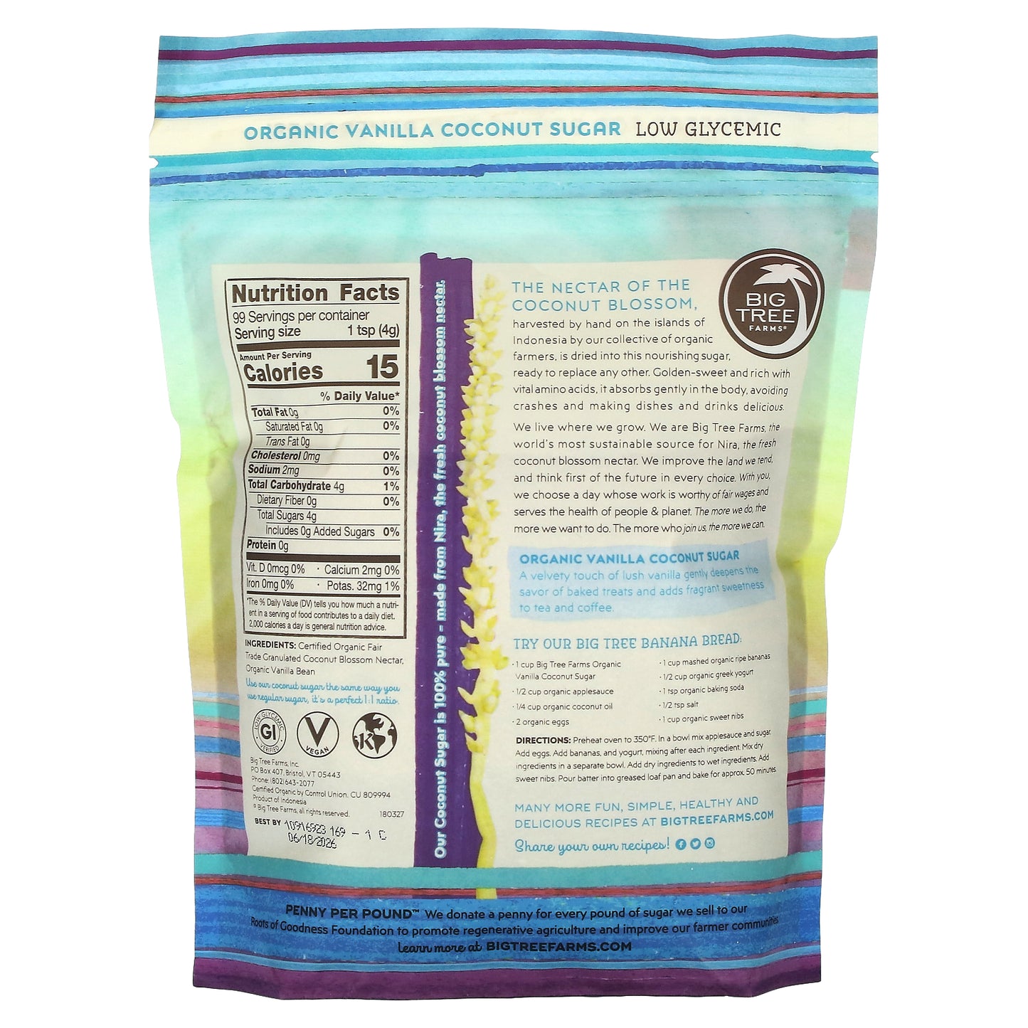 Big Tree Farms, Organic Vanilla Coconut Sugar, 14 oz (396 g)