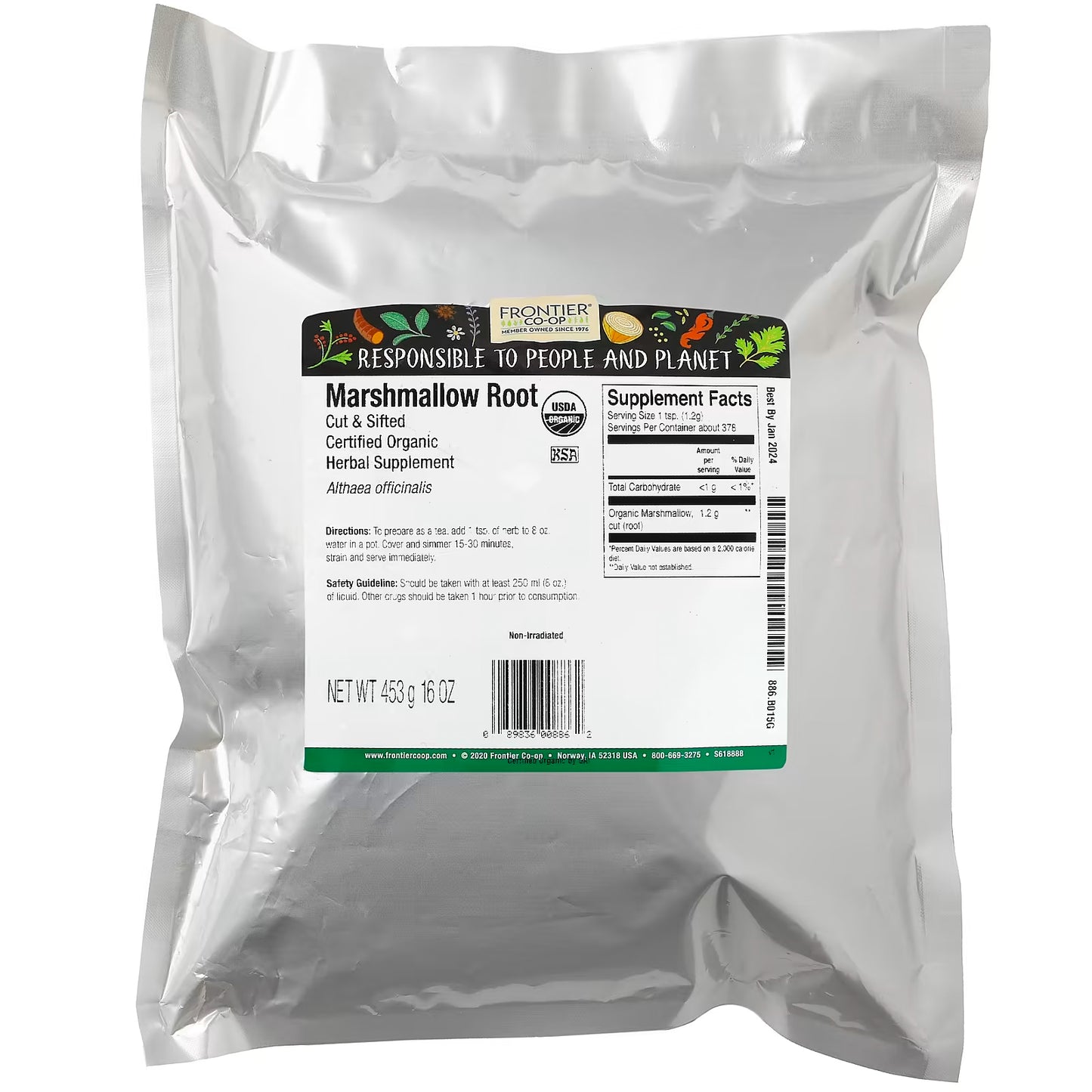 Frontier Co-op, Organic Cut & Sifted Marshmallow Root, 16 oz (453 g)