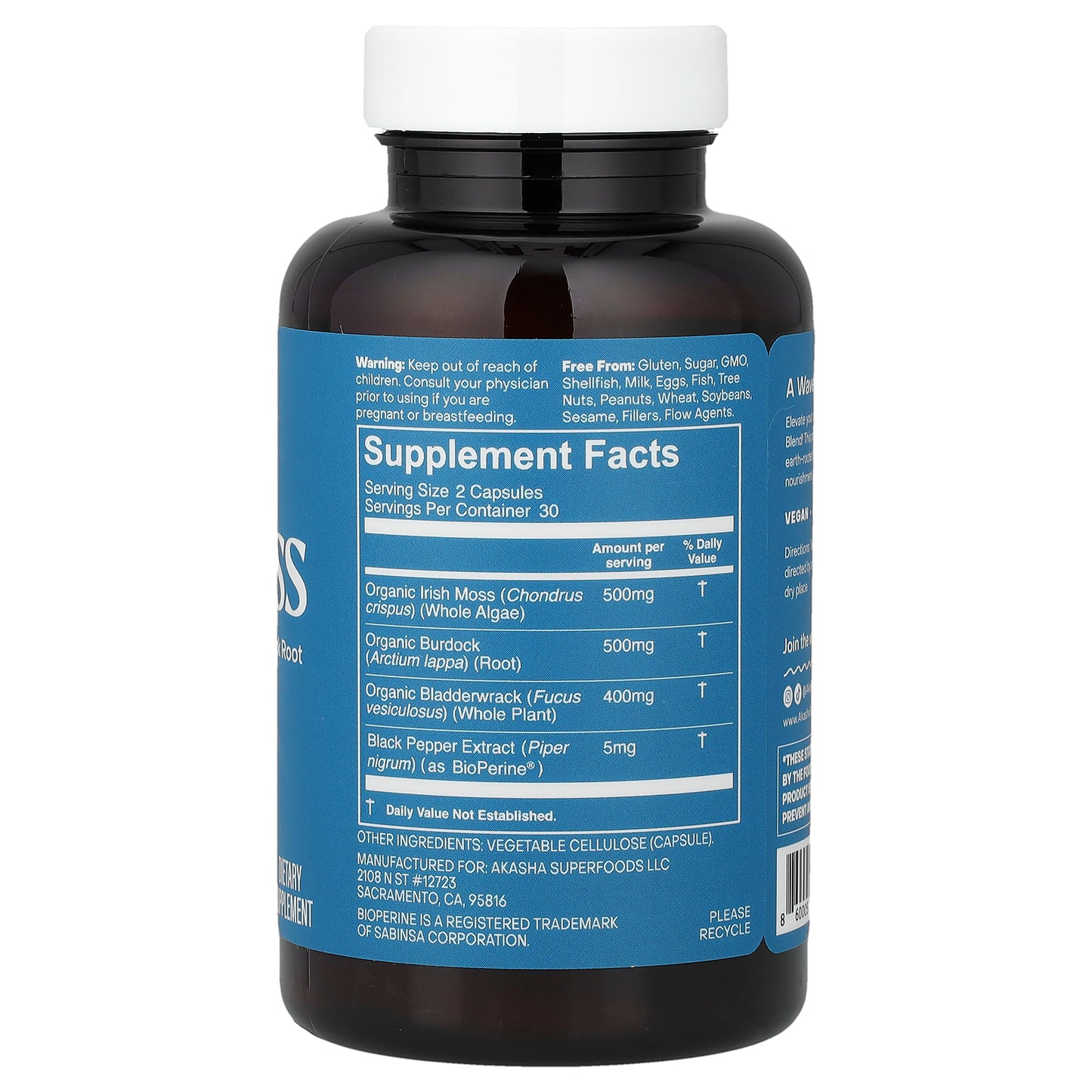 Akasha Superfoods, Sea Moss, 60 Vegan Capsules