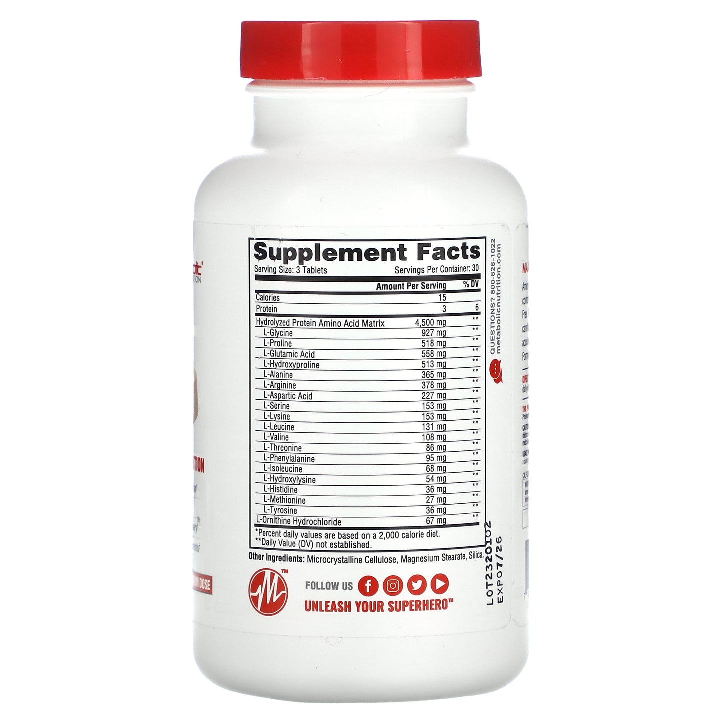 Metabolic Nutrition, Amino 4500, 90 Tablets