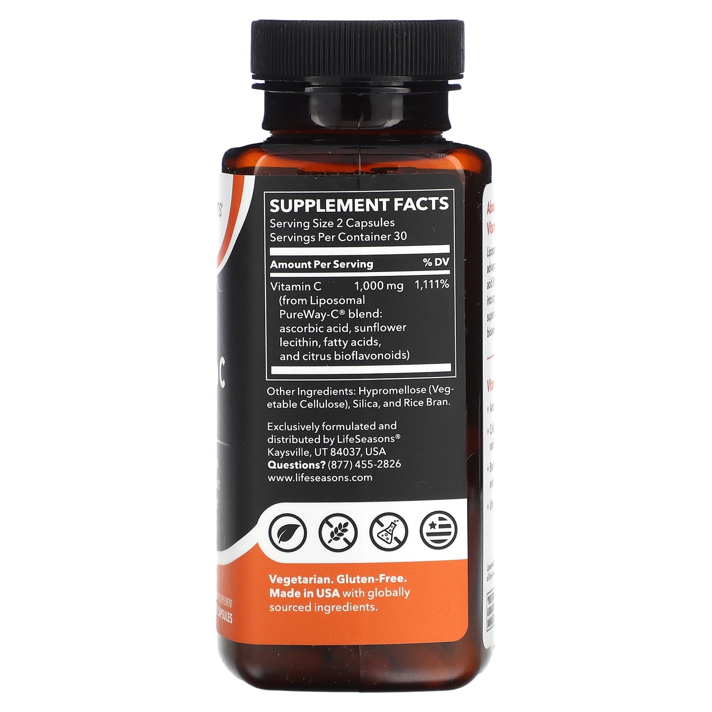 LifeSeasons, Liposomal Vitamin C, 60 Veg Capsules (500 mg per Capsule)