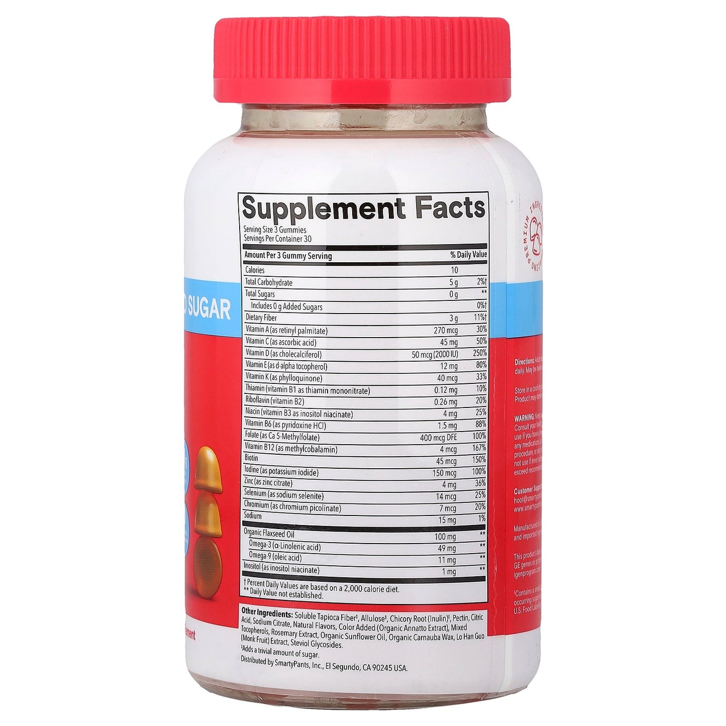 SmartyPants, Women's Zero Sugar, Multi & Omegas Gummies, Orange, 90 Gummies