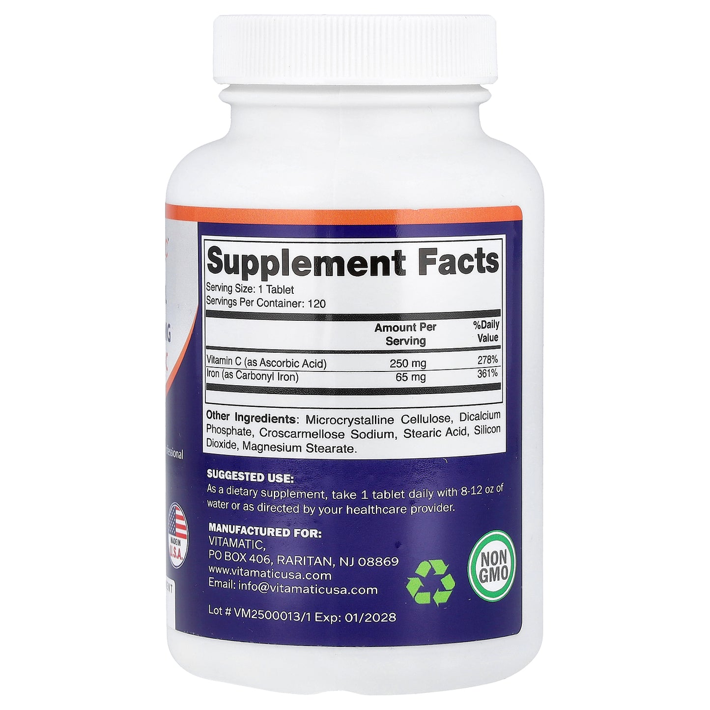 Vitamatic, Carbonyl Iron + Vitamin C, 120 Tablets