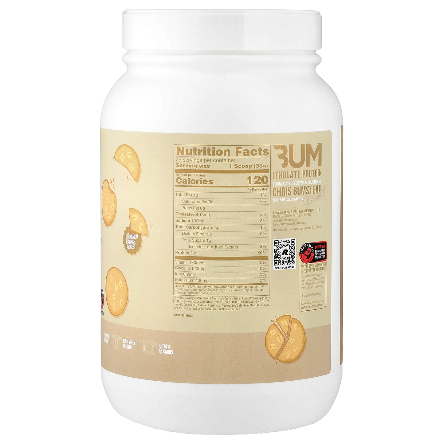 Raw Nutrition, Bum, Itholate® Protein, Vanilla Oatmeal Cookie, 29.1 oz (825 g)