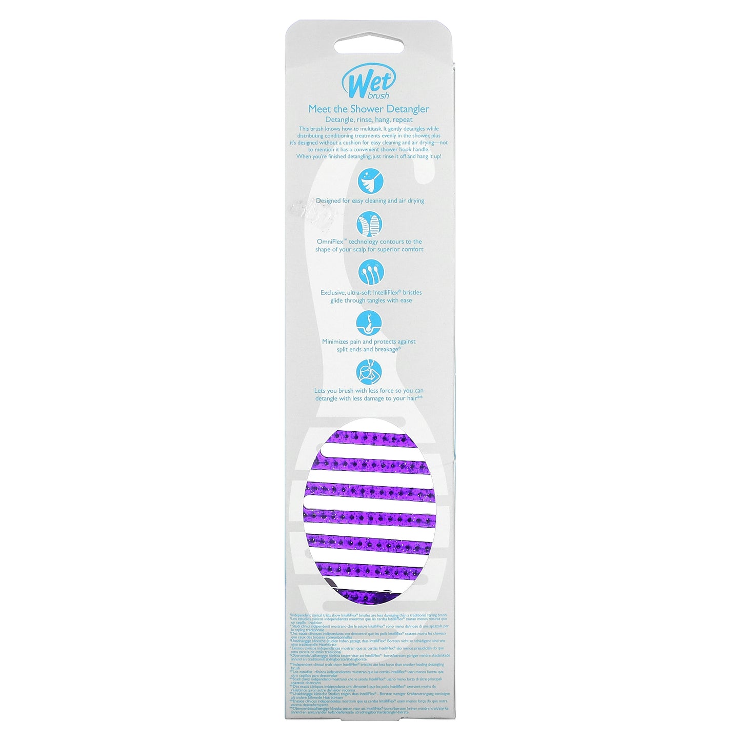Wet Brush, Shower Detangler Brush, Purple, 1 Brush