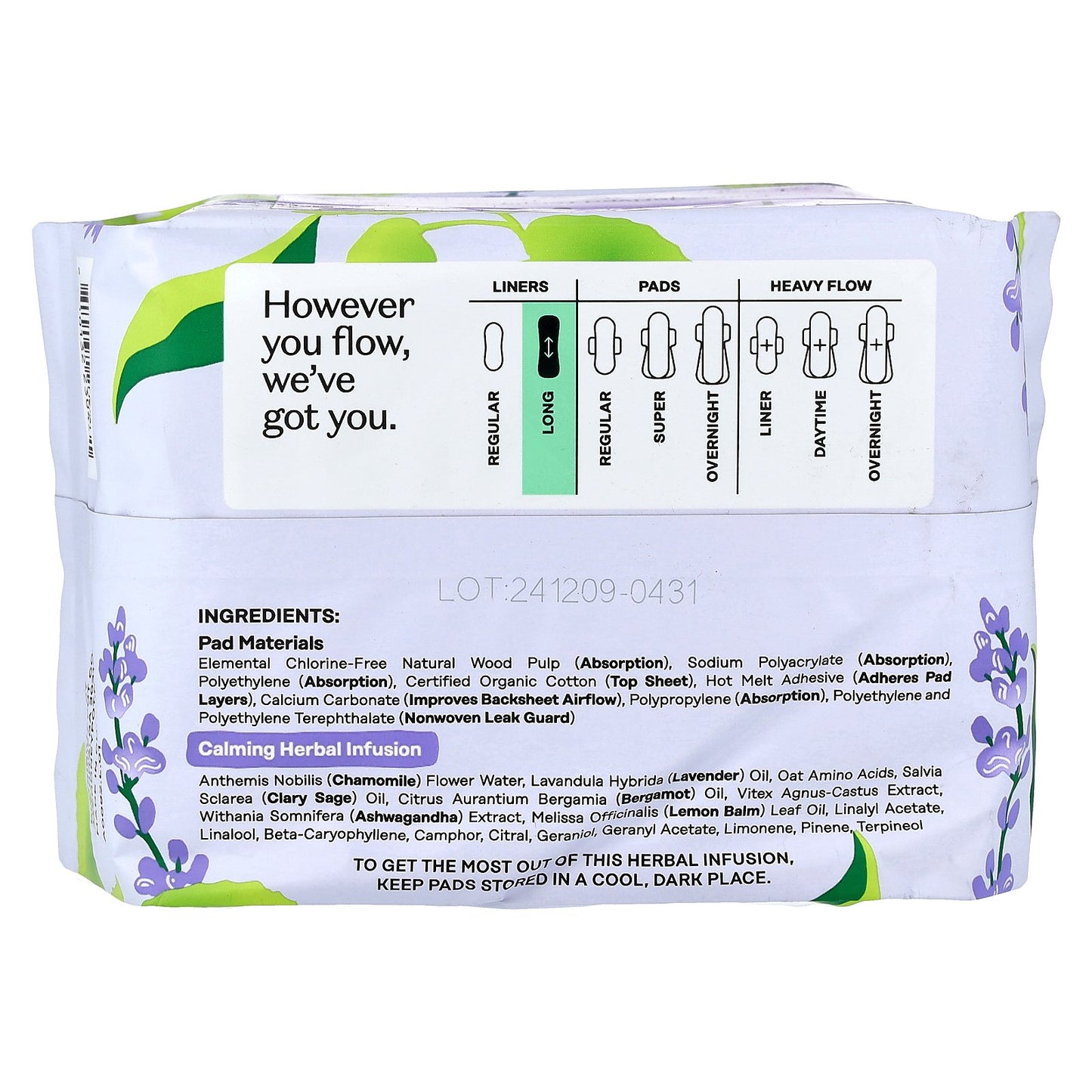 The Honey Pot Company, Organic Calming Herbal Infusion, Long Liners, 30 Count