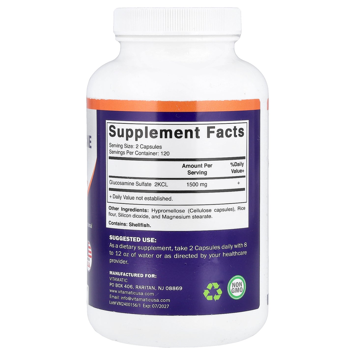 Vitamatic, Glucosamine Sulfate, 240 Vegetable Capsules (750 mg per Capsule)