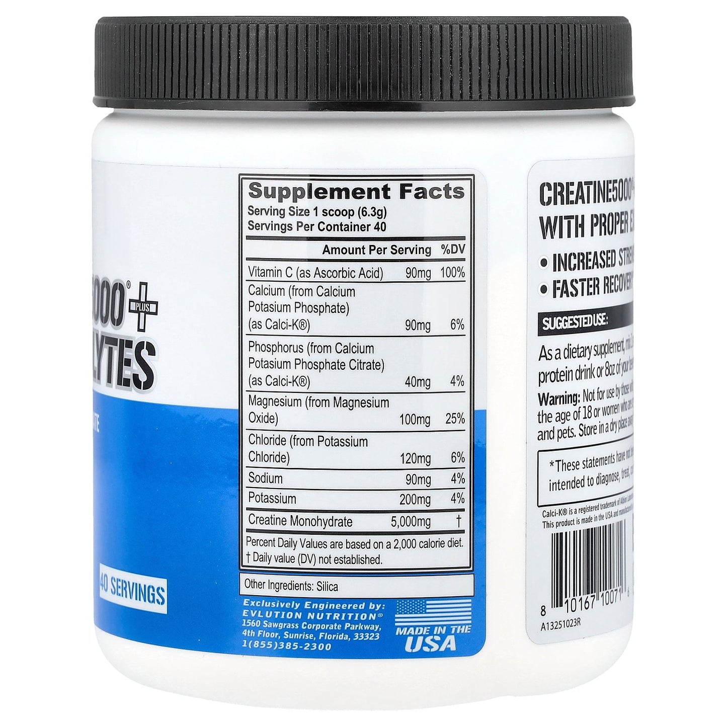 EVLution Nutrition, Creatine5000® Plus Electrolytes, Unflavored, 8.82 oz (250 g)