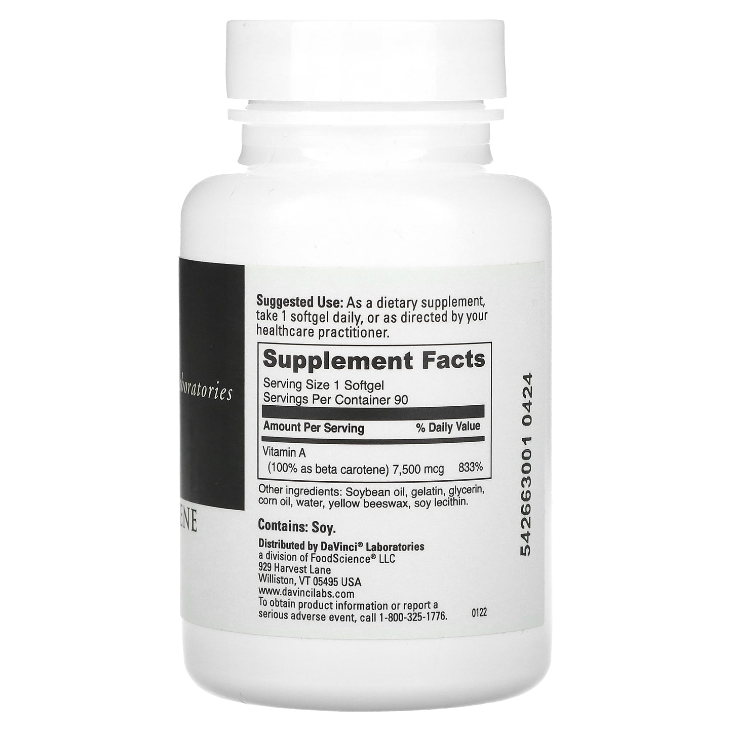 DaVinci Laboratories, Beta Carotene, 7,500 mcg, 90 Softgels