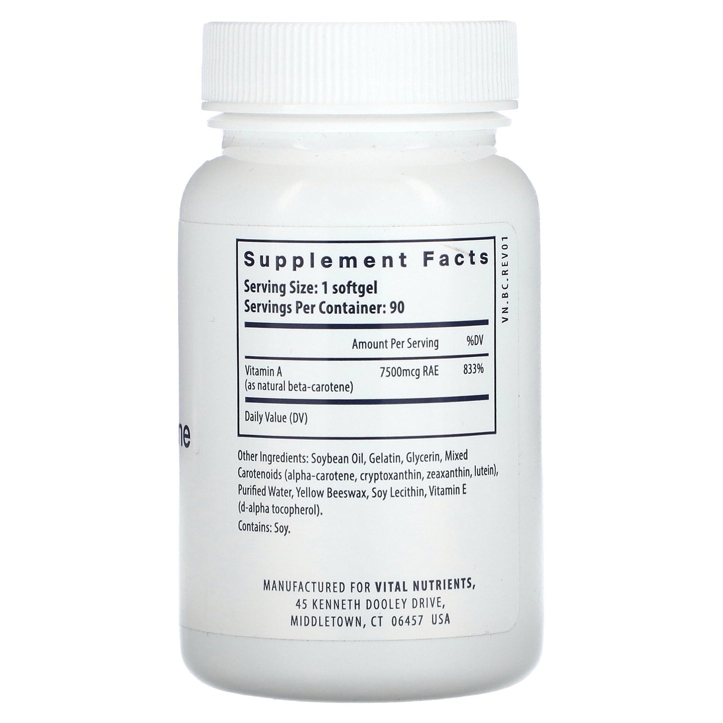 Vital Nutrients, Natural Beta Carotene, 90 Softgels (7,500 mcg RAE per Softgel)