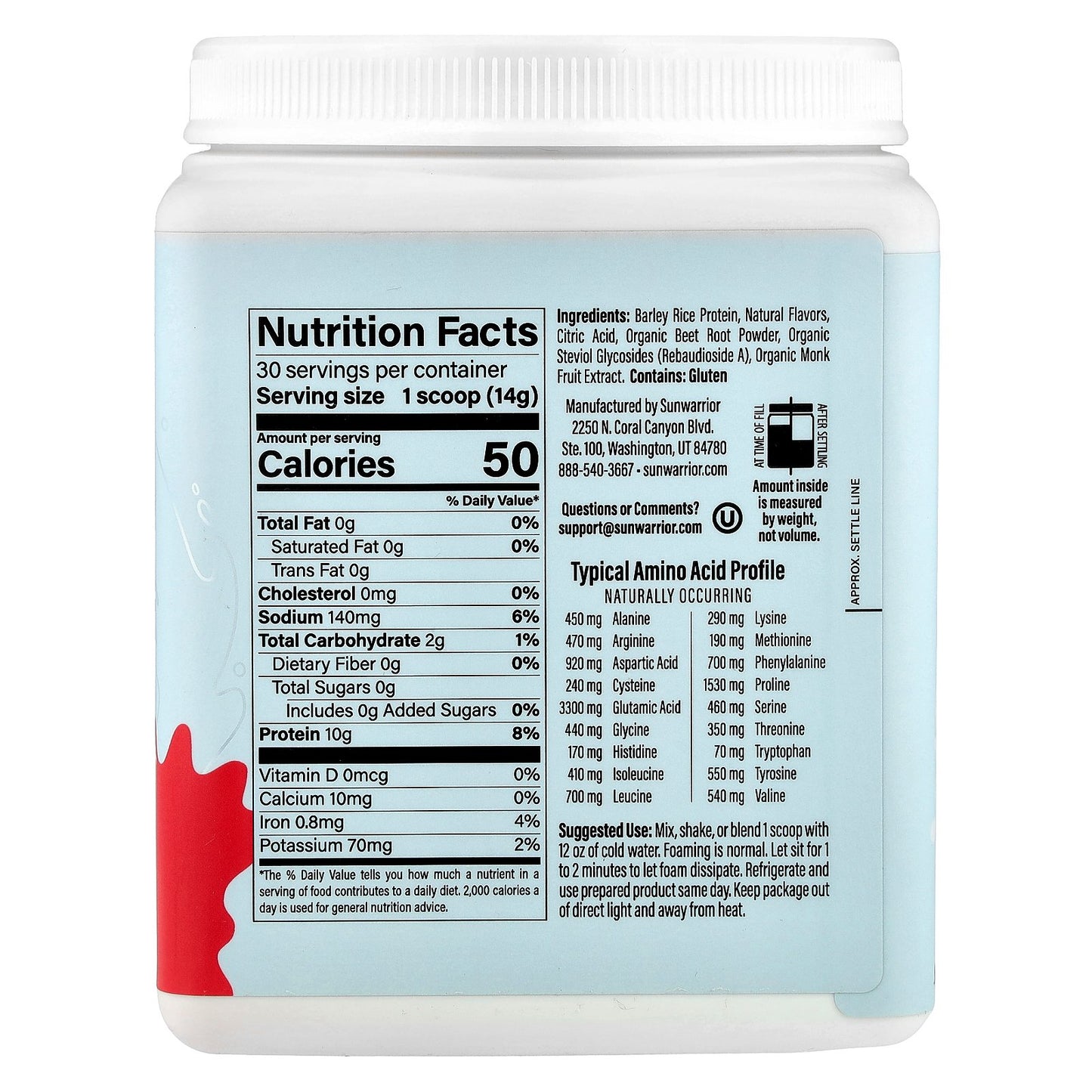 Sunwarrior, Clear Protein Refresher, Watermelon, 14.8 oz (420 g)