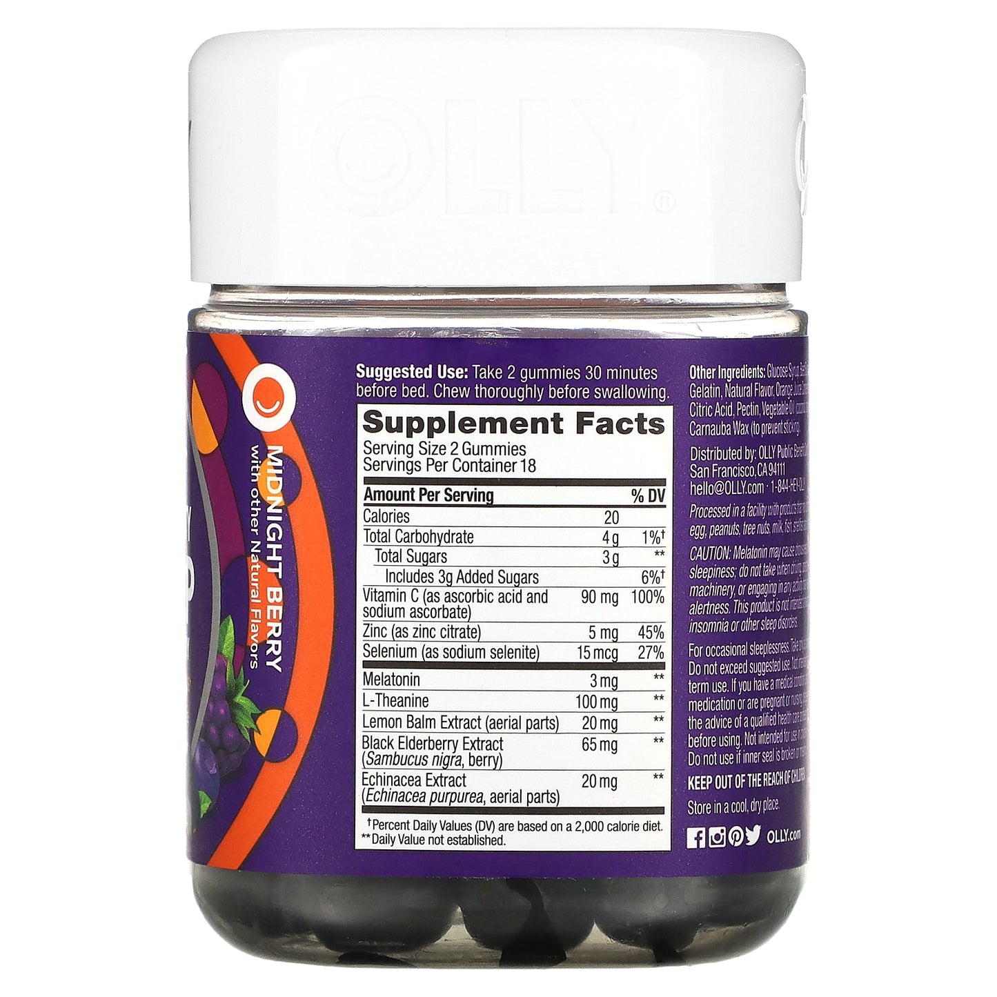 OLLY, Immunity Sleep + Elderberry, Midnight Berry, 36 Gummies