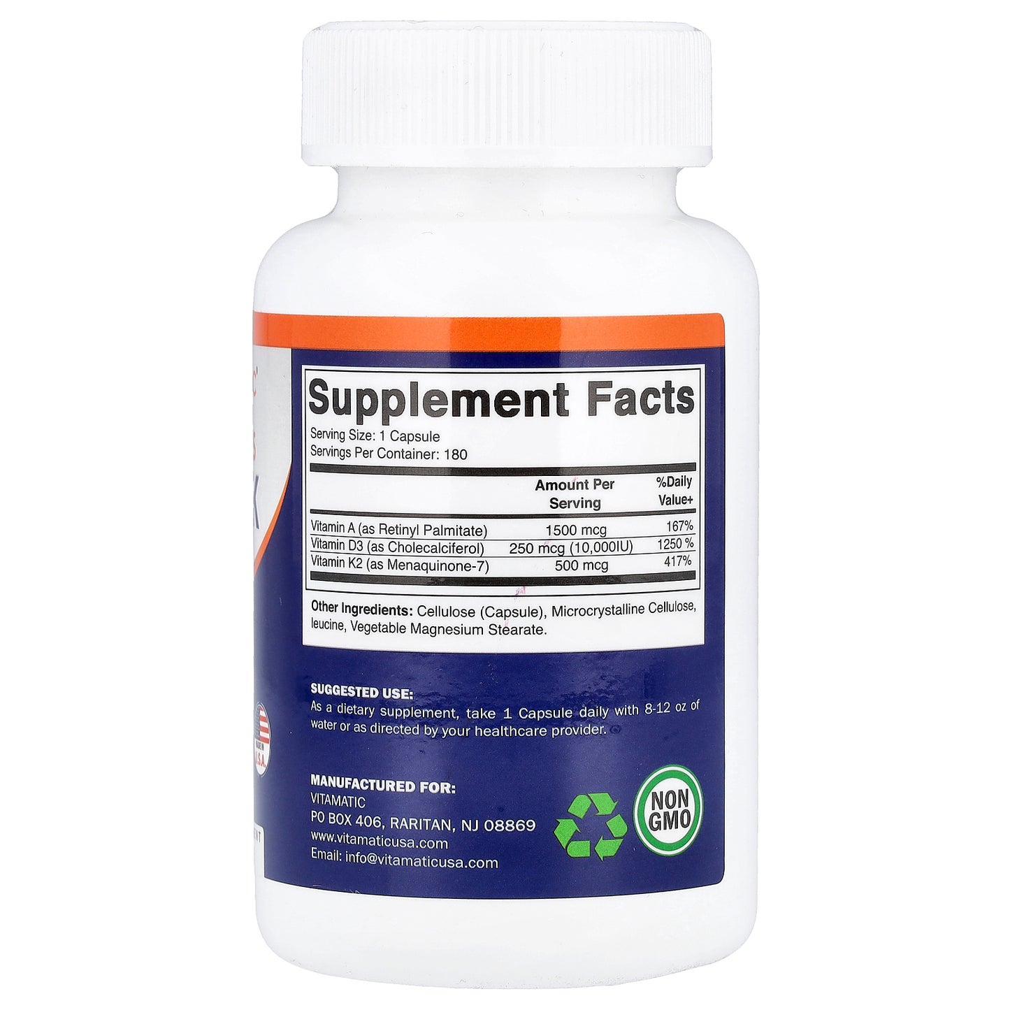 Vitamatic, Vitamins A, D, K, 180 Vegetable Capsules