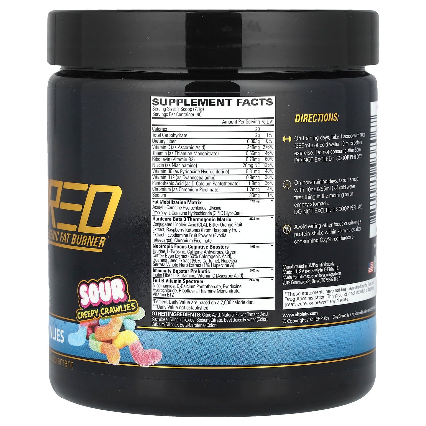 EHPlabs, OxyShred Hardcore, Thermogenic Fat Burner, Sour Creepy Crawlies, 10.02 oz (284 g)