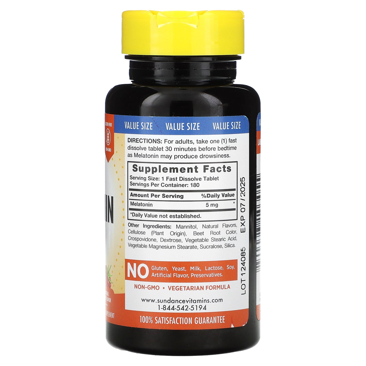 Sundance Vitamins, Fast Dissolve Ultra Melatonin, Natural Berry, 5 mg, 180 Fast Dissolve Tablets