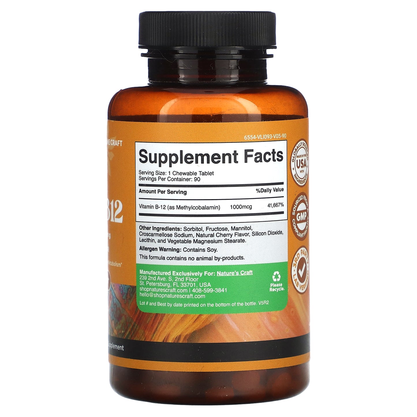 Nature's Craft, Methyl B12, Cherry, 1,000 mcg, 90 Chewable Tablets