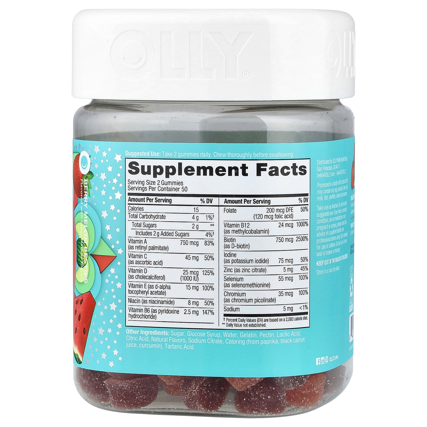 OLLY, Teen Girl Multi Gummies, Berry Melon Besties, 100 Gummies