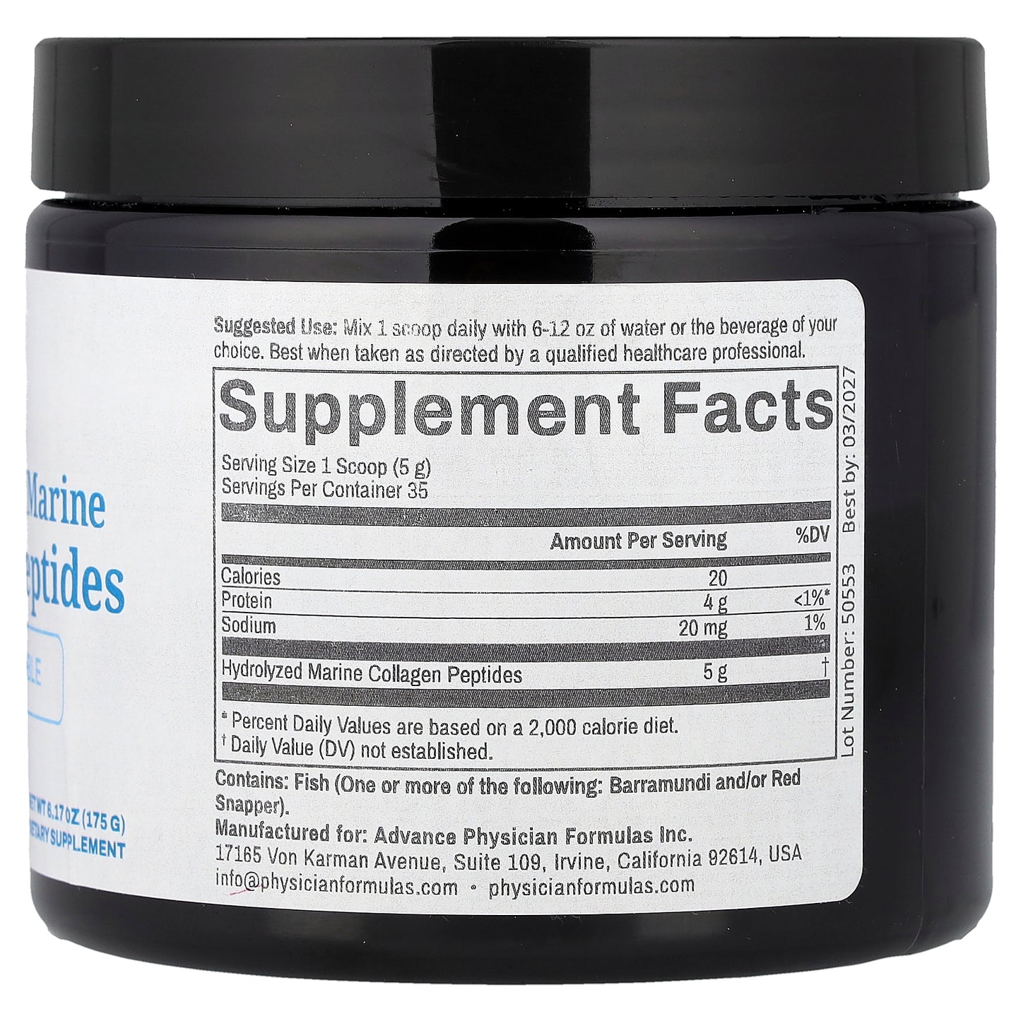 Advance Physician Formulas, Wild Caught Marine Collagen Peptides, 6.17 oz (175 g)