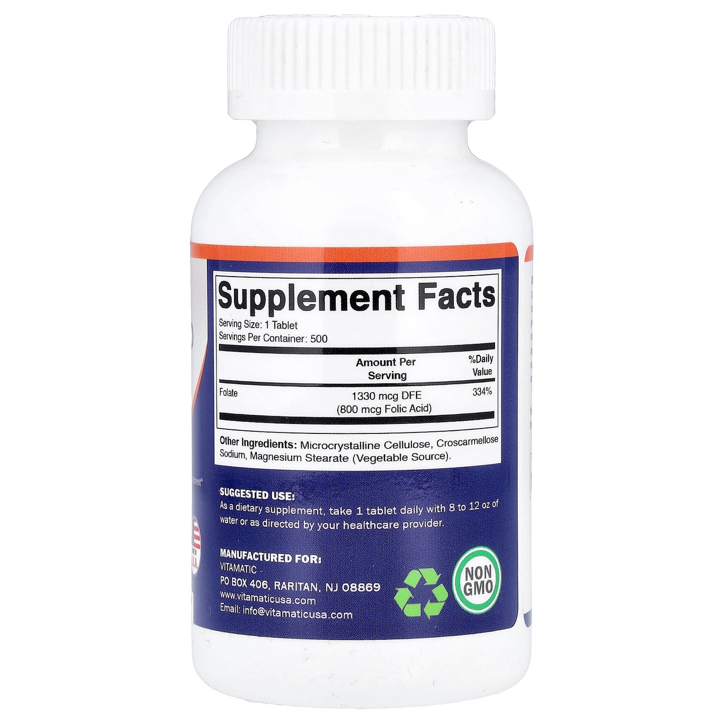 Vitamatic, Folic Acid, 800 mcg, 500 Tablets