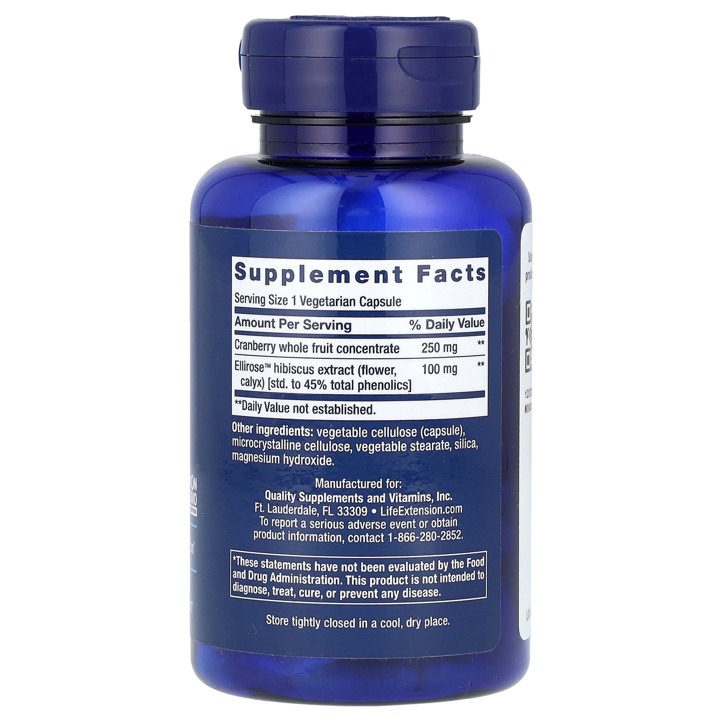 Life Extension, Optimized Cran-Max, Cranberry Whole Fruit Concentrate With Ellirose, 60 Vegetarian Capsules