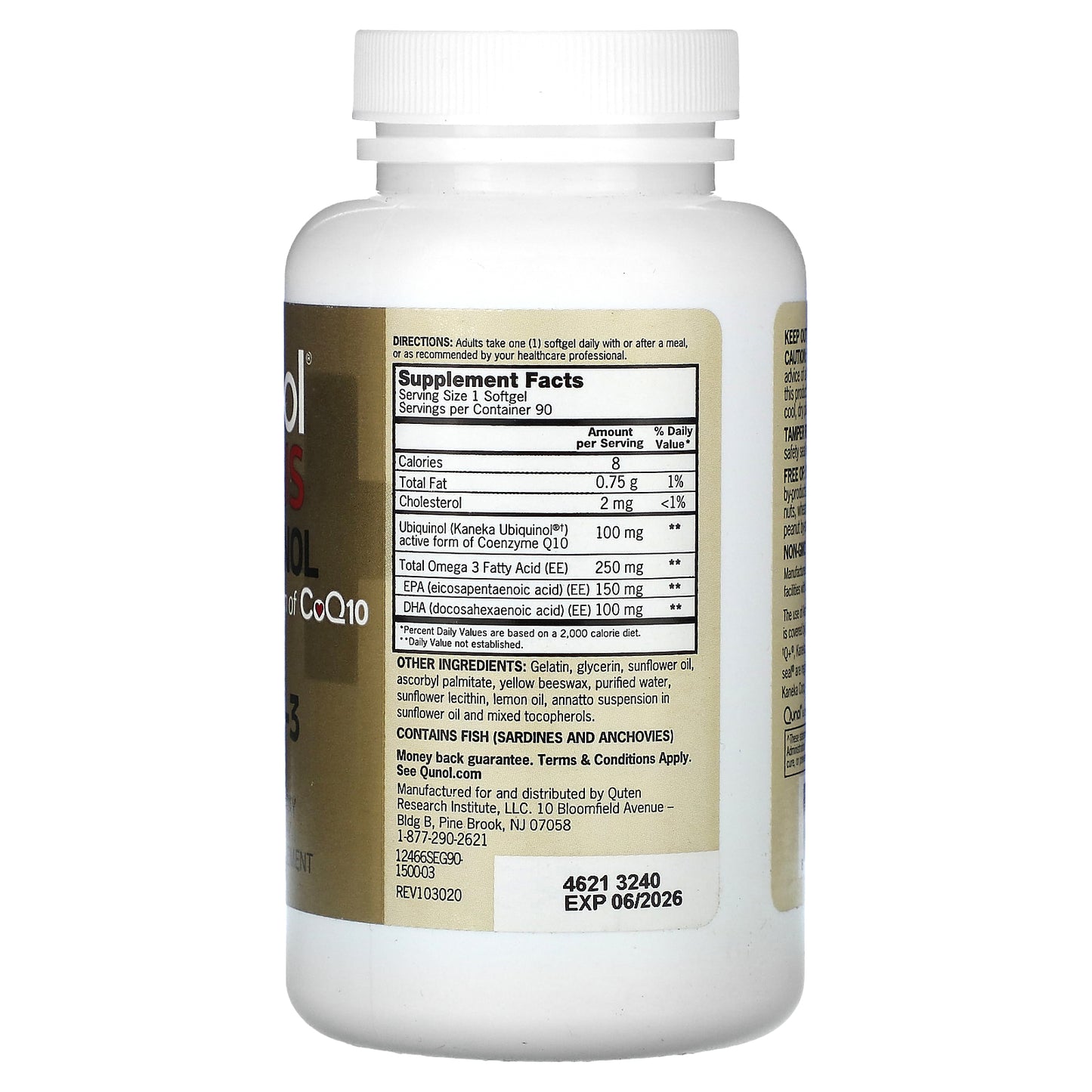 Qunol, Plus Ubiquinol + Omega-3, 90 Softgels