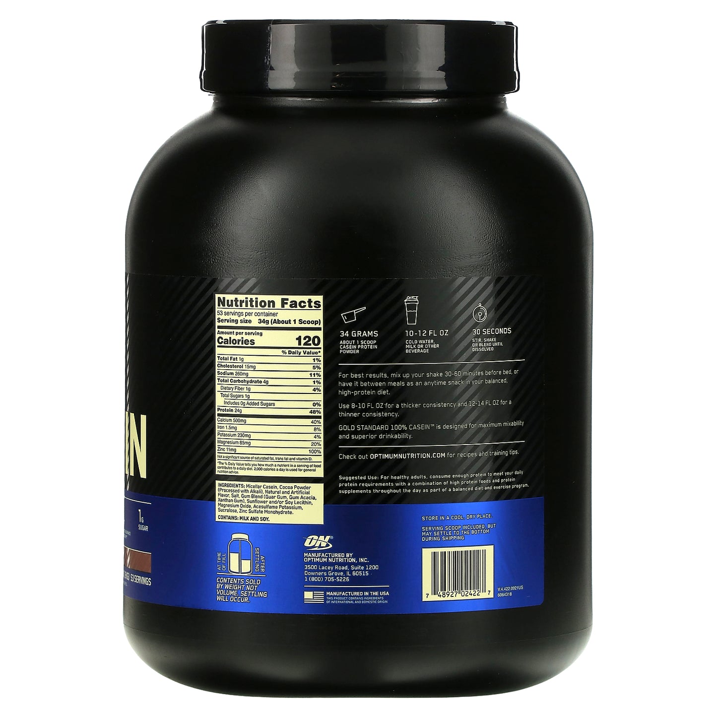Optimum Nutrition, Gold Standard® 100% Casein, Chocolate Supreme, 3.97 lb (1.8 kg)