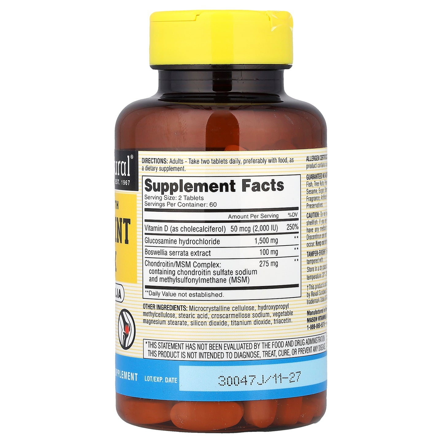 Mason Natural, Osteo-Joint Complex with D3 & Boswellia, Triple Strength, 120 Tablets