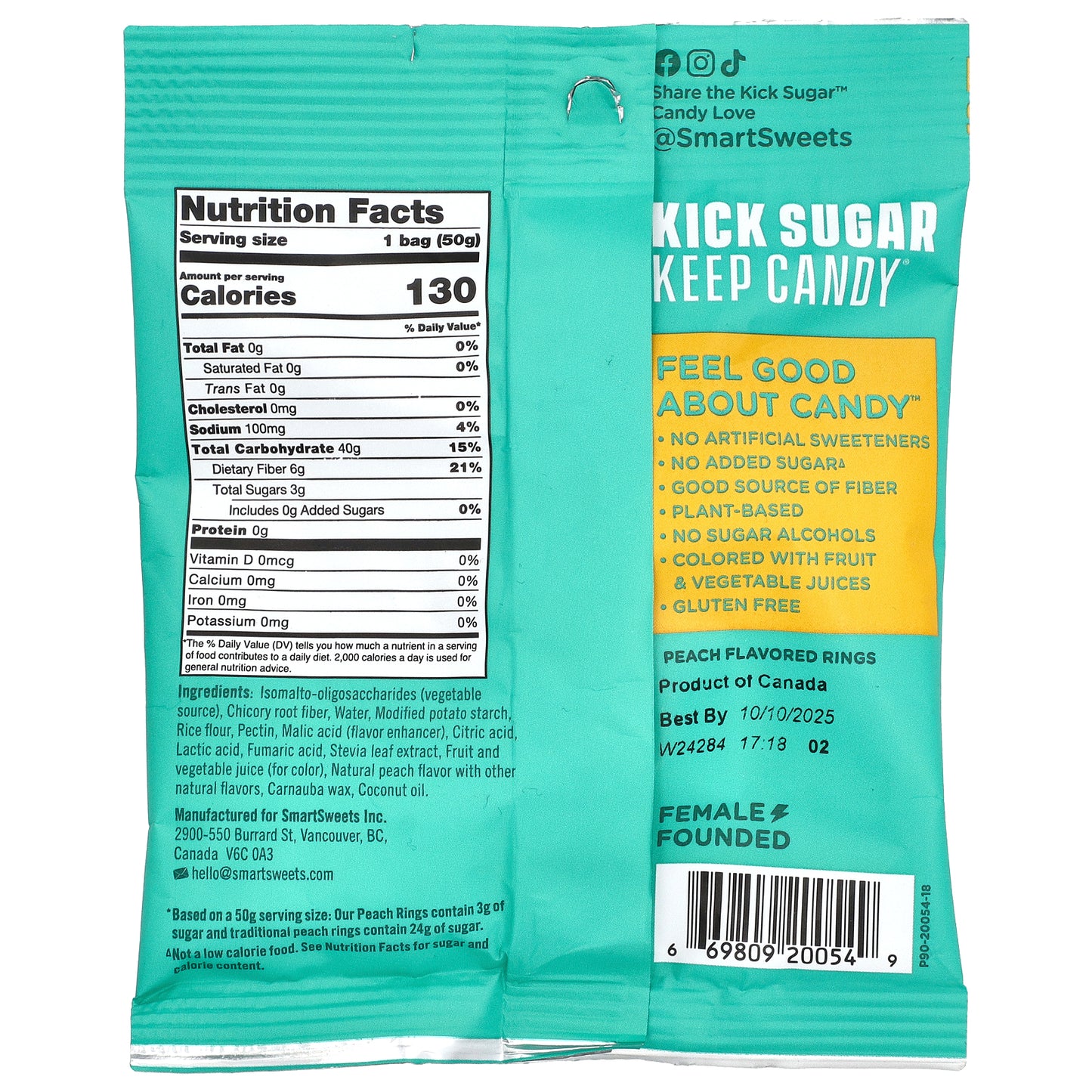 SmartSweets, Peach Rings, 1.8 oz (50 g)