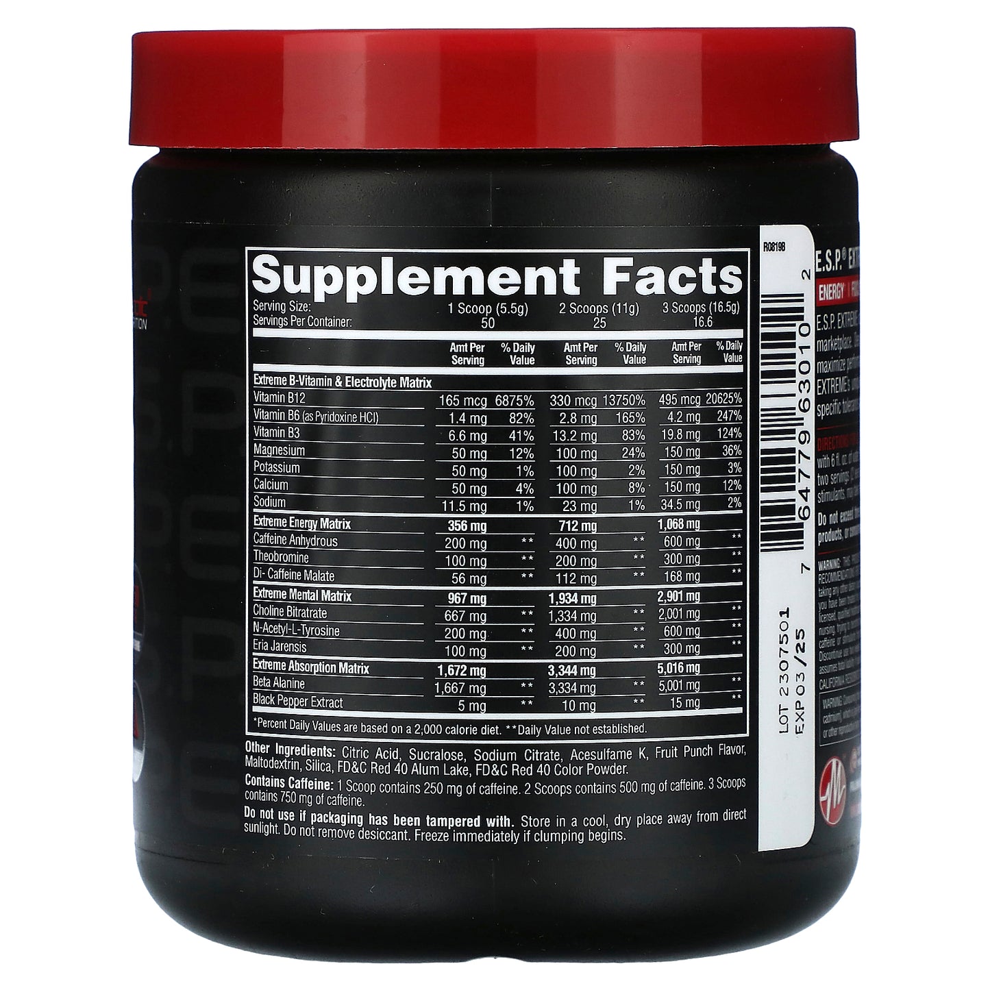 Metabolic Nutrition, E.S.P. Extreme Energy Stimulant Pre-Workout, Fruit Punch, 10 oz (275 g)