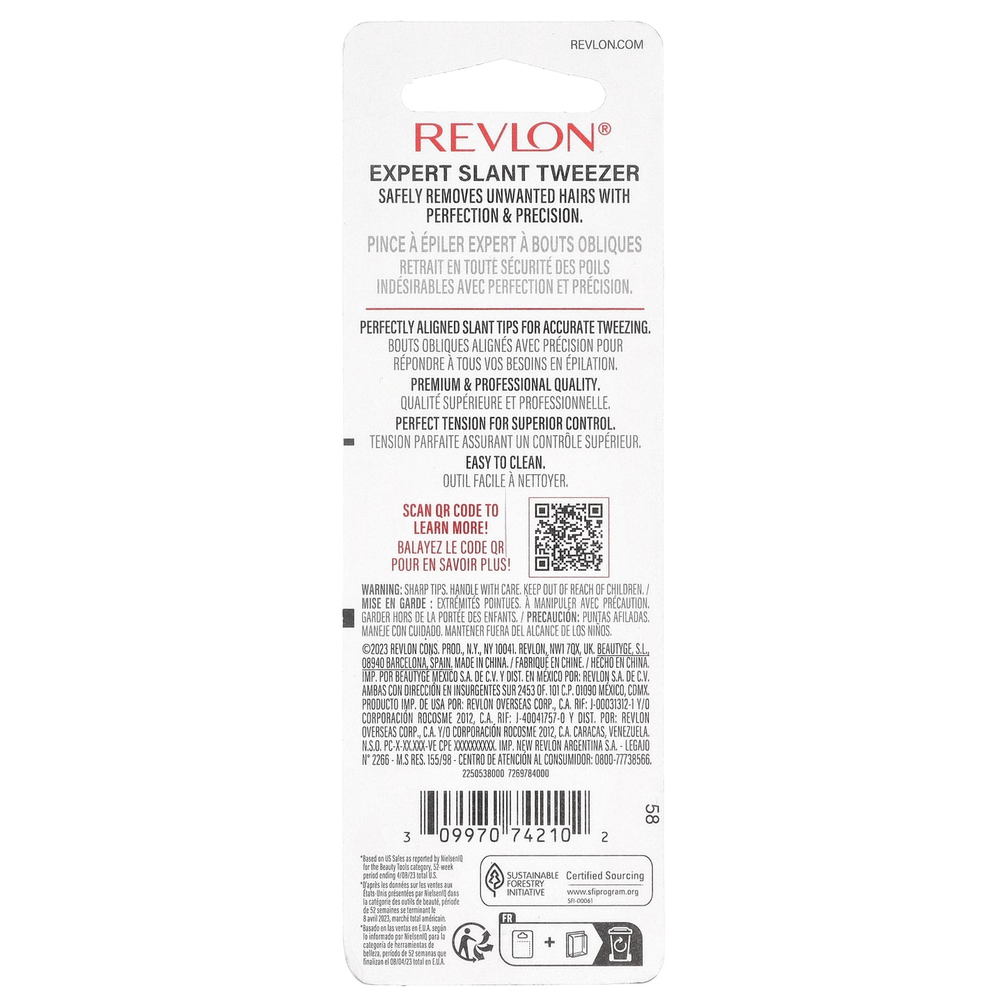 Revlon, Expert Slant Tweezer, Black, 1 Count