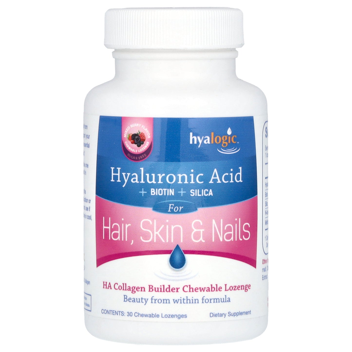 Hyalogic, HA Collagen Builder, Hyaluronic Acid + Biotin +Silica, Mixed Berry, 30 Chewable Lozenges