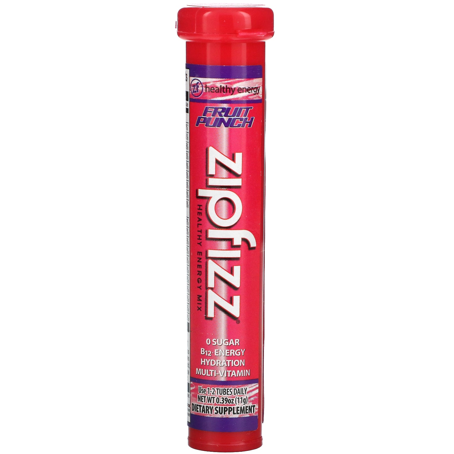 Zipfizz, Energy Drink Mix, Fruit Punch, 20 Tubes, 0.39 oz (11 g) Each