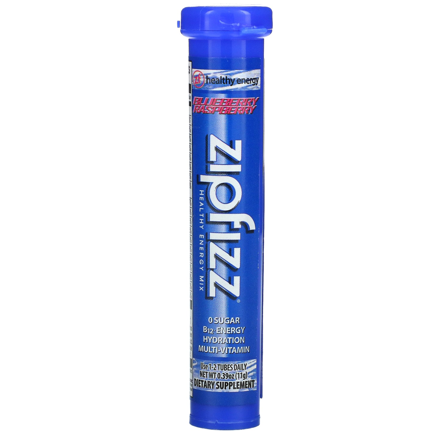Zipfizz, Energy Drink Mix, Blueberry Raspberry, 20 Tubes, 0.39 oz (11 g) Each