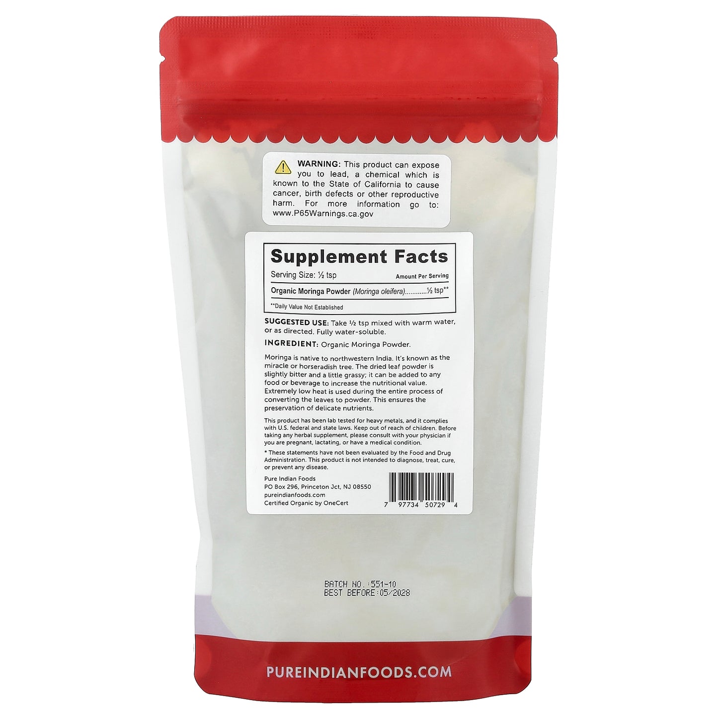 Pure Indian Foods, Organic Moringa Powder, 8 oz (227 g)