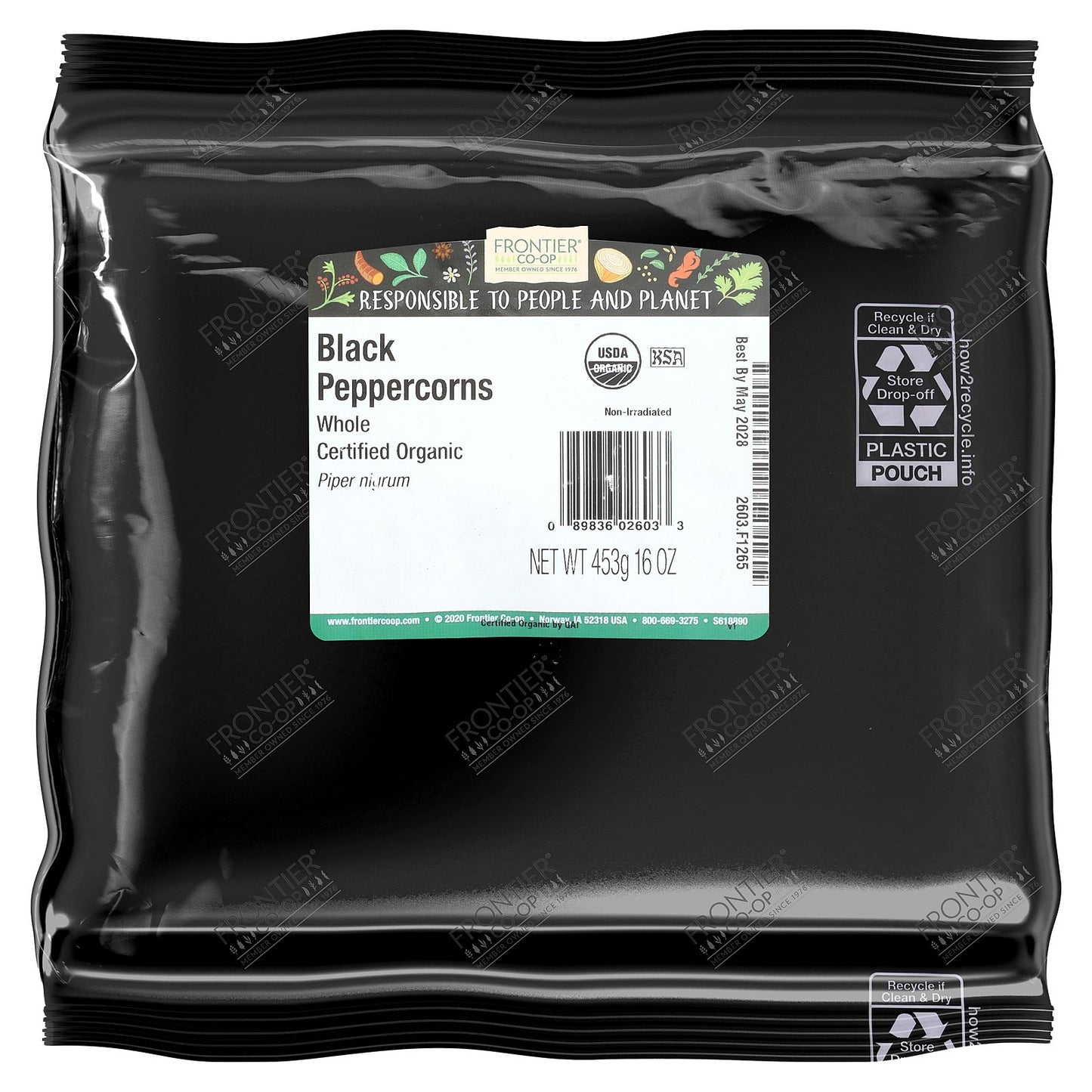 Frontier Co-op, Organic Whole Black Peppercorns, 16 oz (453 g)