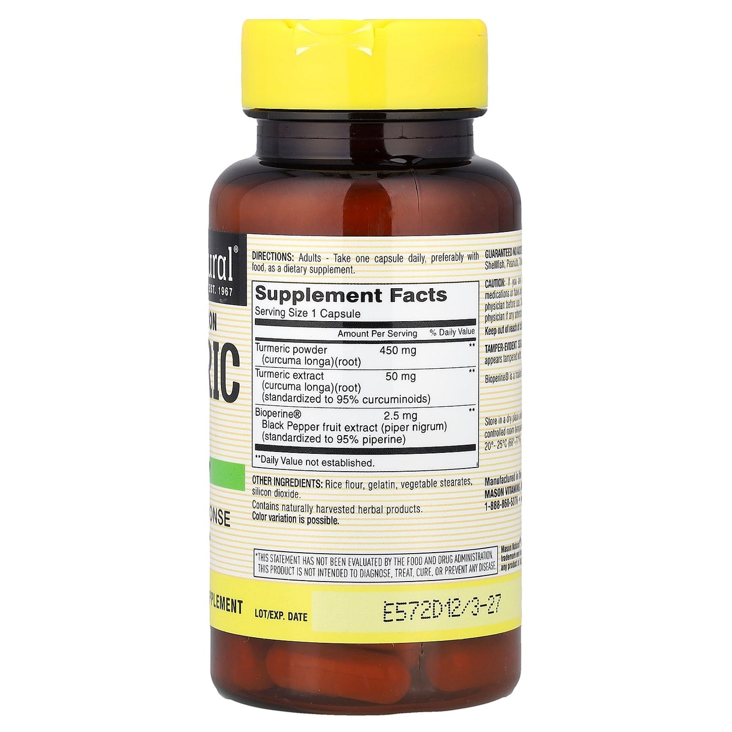 Mason Natural, Optimal Absorption Turmeric with BioPerine®, 60 Capsules