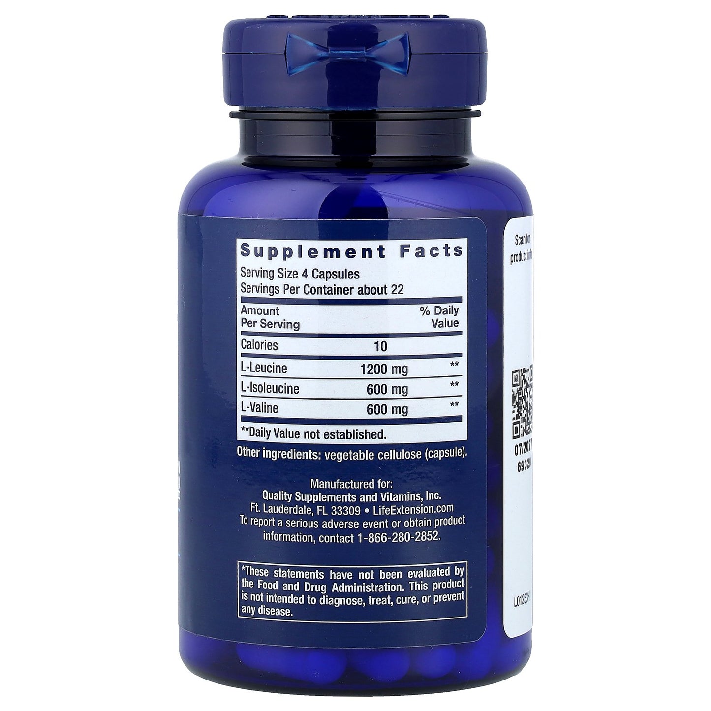 Life Extension, Branched Chain Amino Acids, Free Form, 90 Capsules