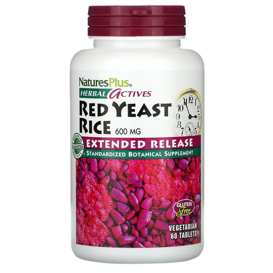 NaturesPlus, Herbal Actives, Red Yeast Rice, 600 mg, 60 Vegetarian Tablets