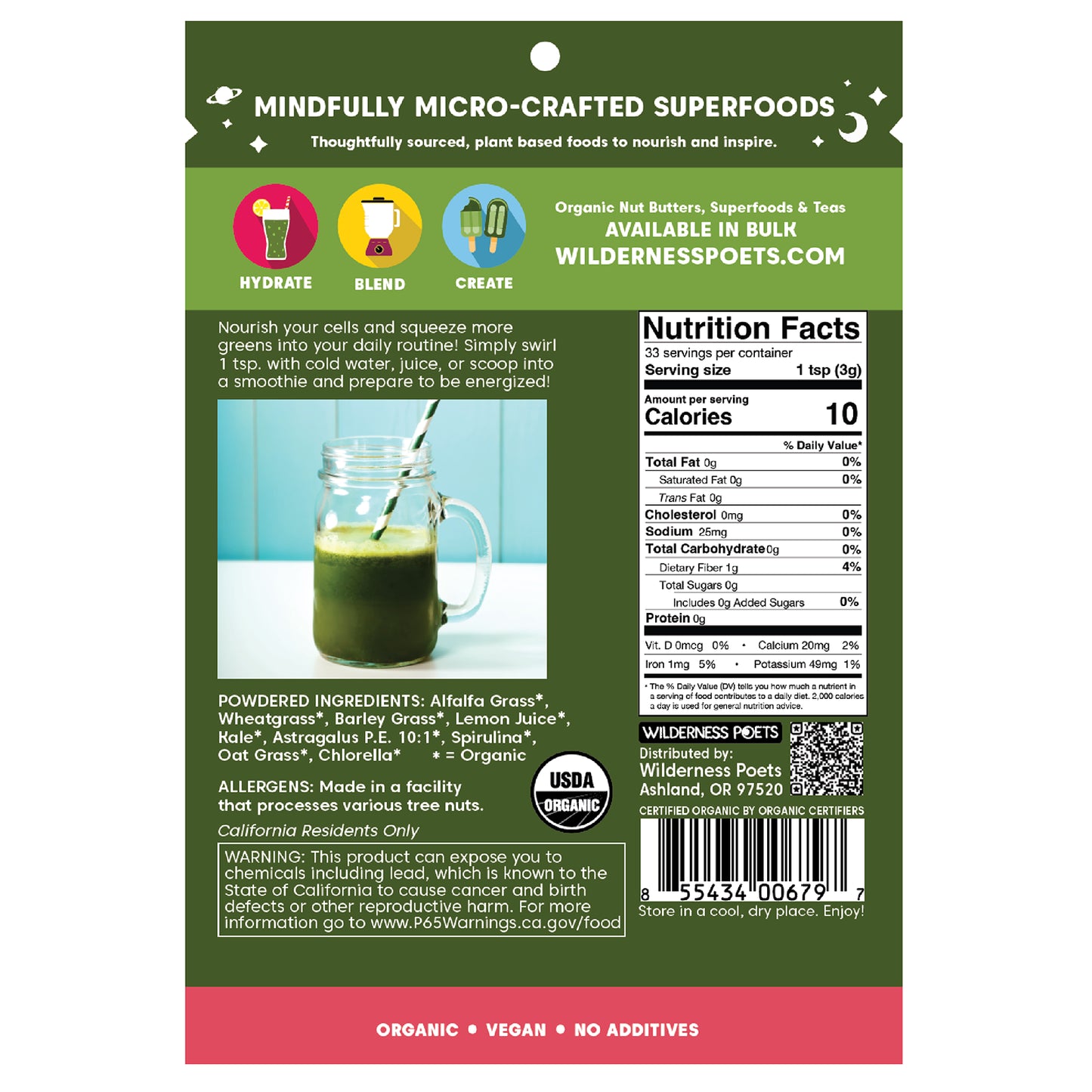 Wilderness Poets, Alkalizing Super Greens, 3.5 oz (99 g)