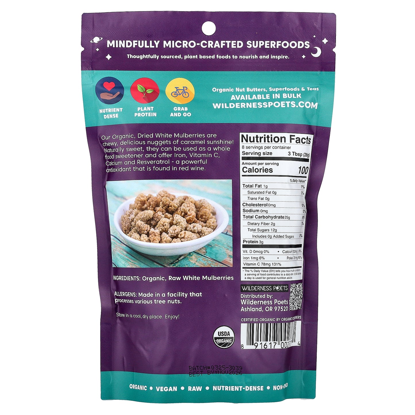 Wilderness Poets, White Mulberries, 8 oz (226 g)