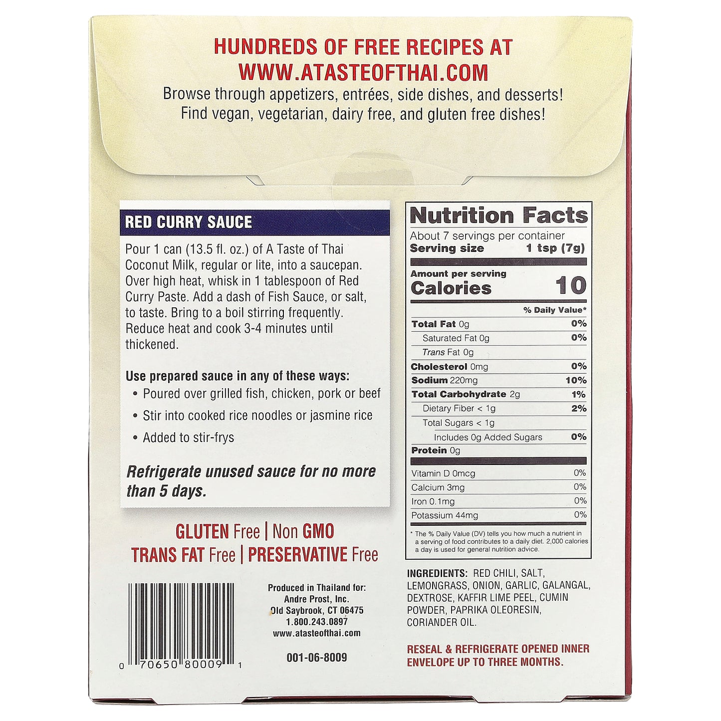 A Taste Of Thai, Red Curry Paste, 1.75 oz (50 g)