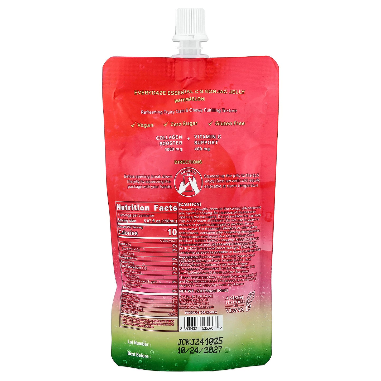 Everydaze, Essential C's Konjac Jelly, Watermelon, 5.07 fl oz (150 ml)