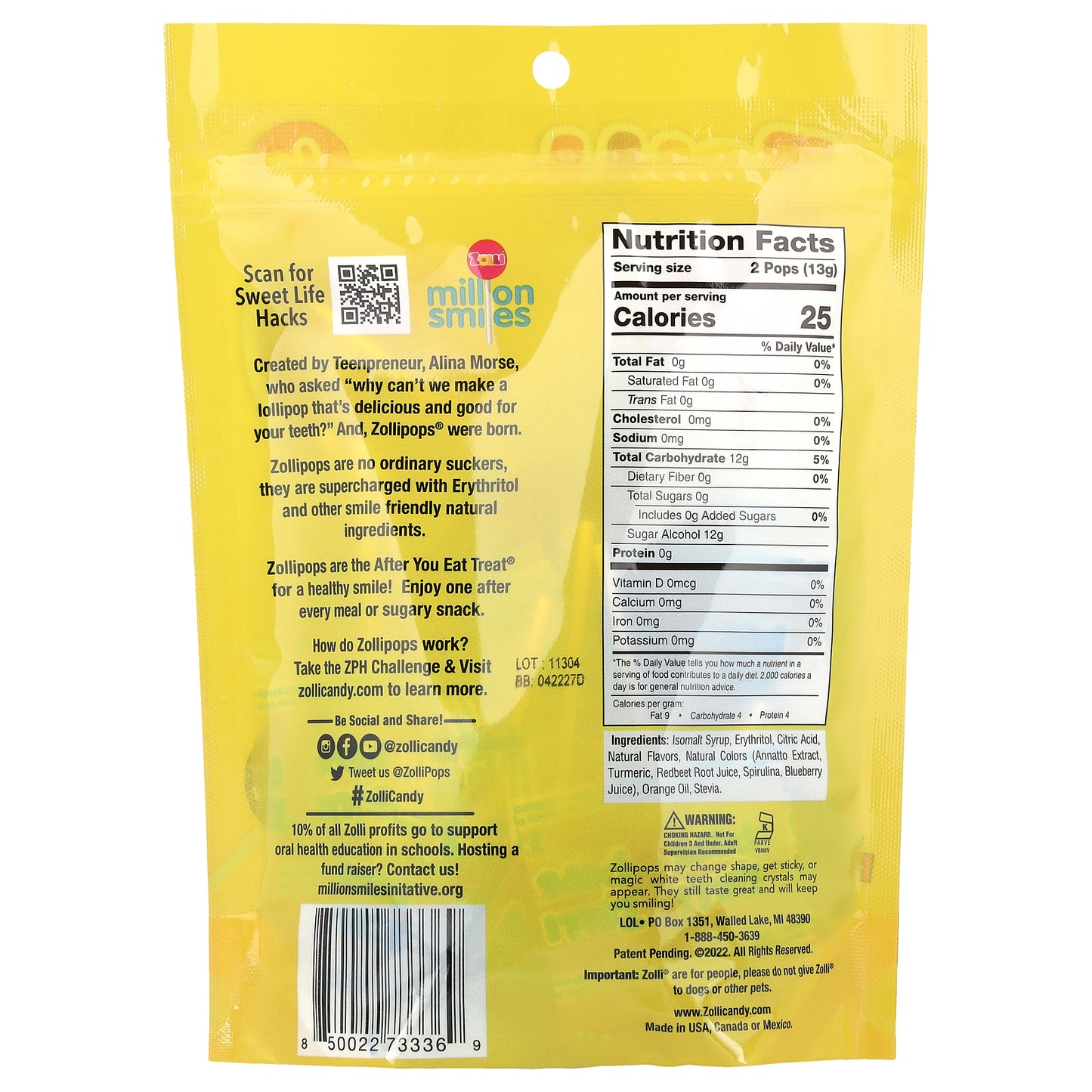 Zollipops, Keto Pops®, Fruit, Approx. 23-25 Pops, 5.2 oz (147 g)