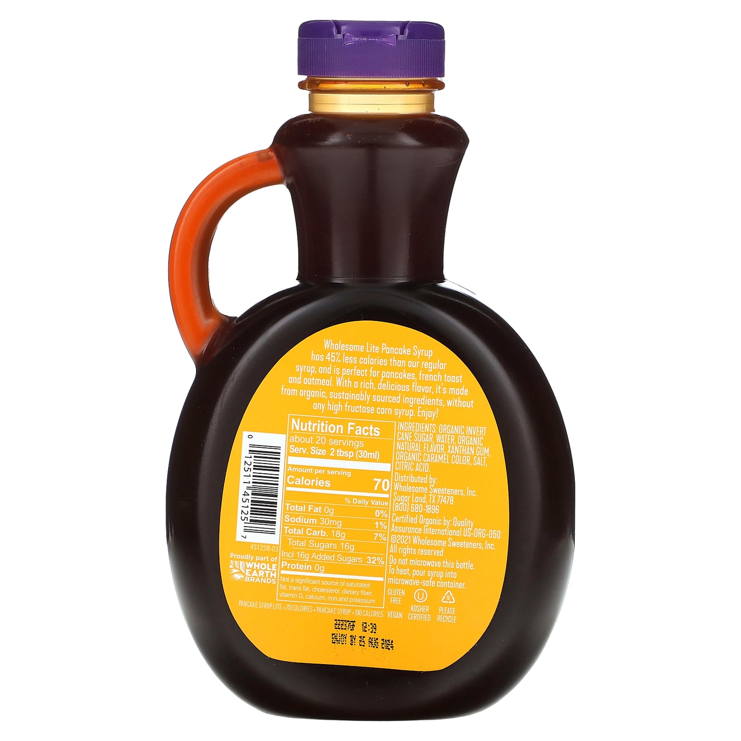 Wholesome Sweeteners, Organic Pancake Syrup, Lite, 20 fl oz (591 ml)