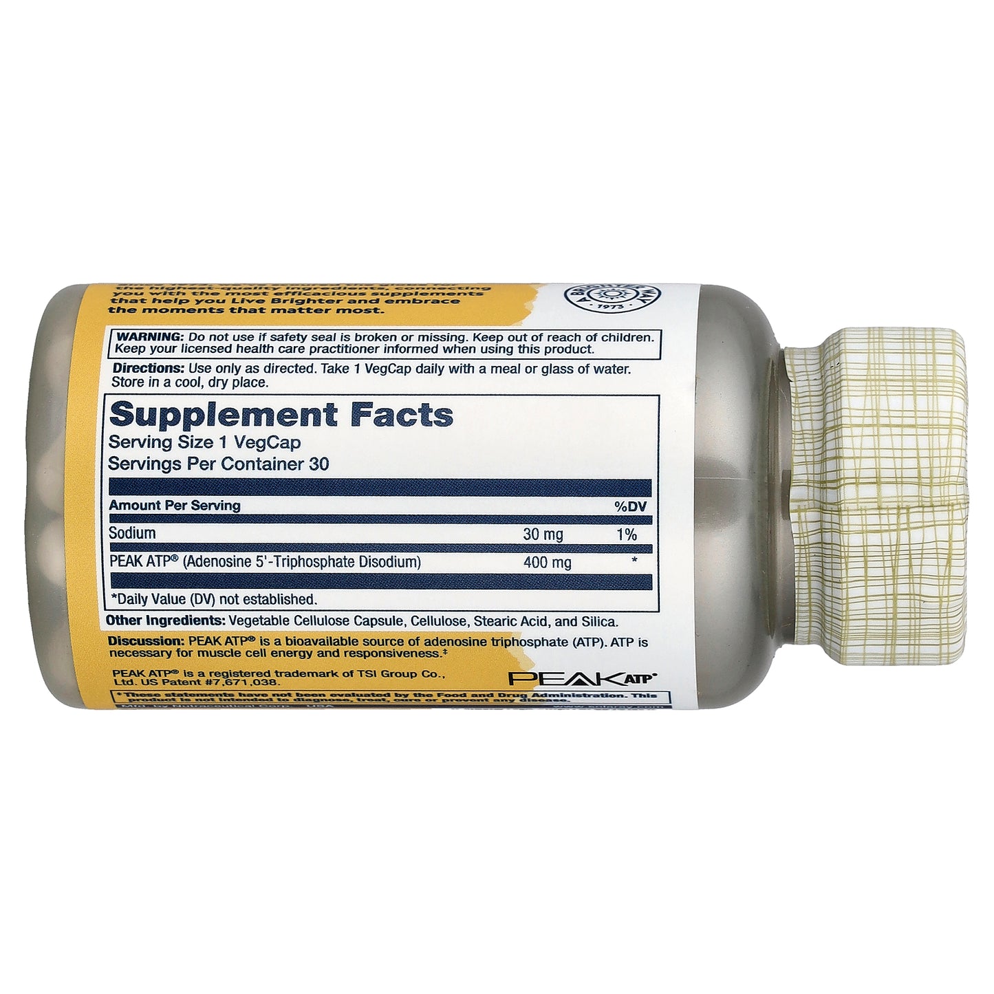 Solaray, Peak ATP®, 400 mg, 30 VegCaps