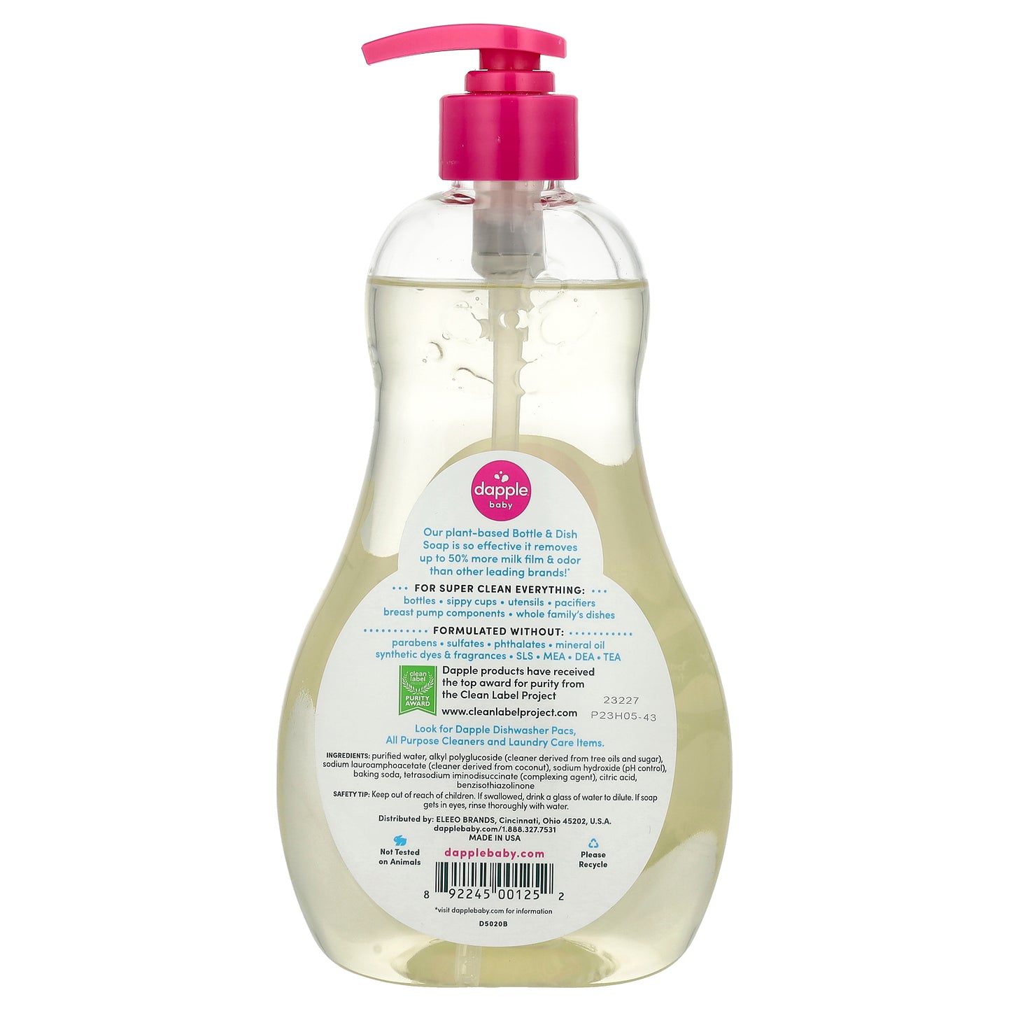 Dapple Baby, Bottle & Dish Soap, Fragrance Free, 16.9 fl oz (500 ml)