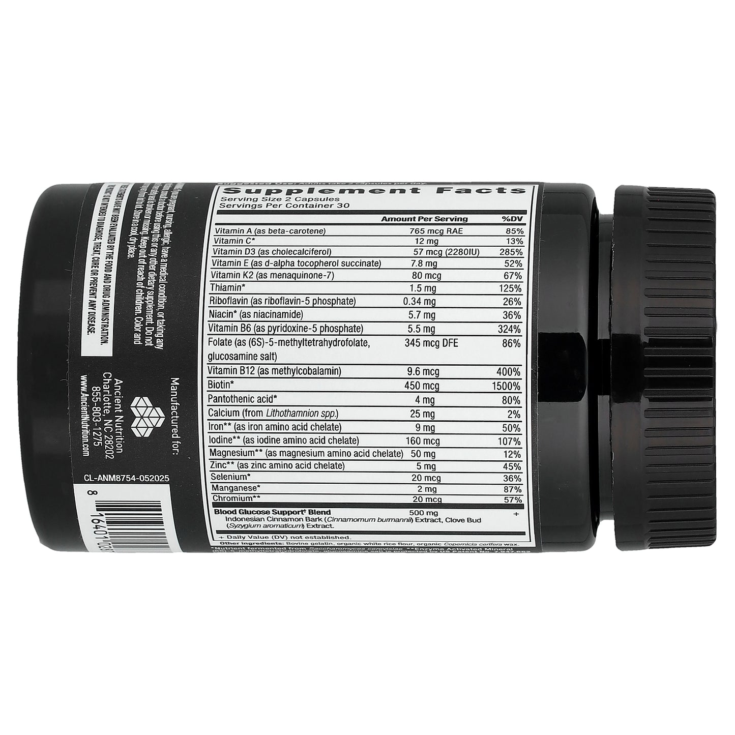 Ancient Nutrition, Blood Sugar Support Multivitamin, 60 Capsules