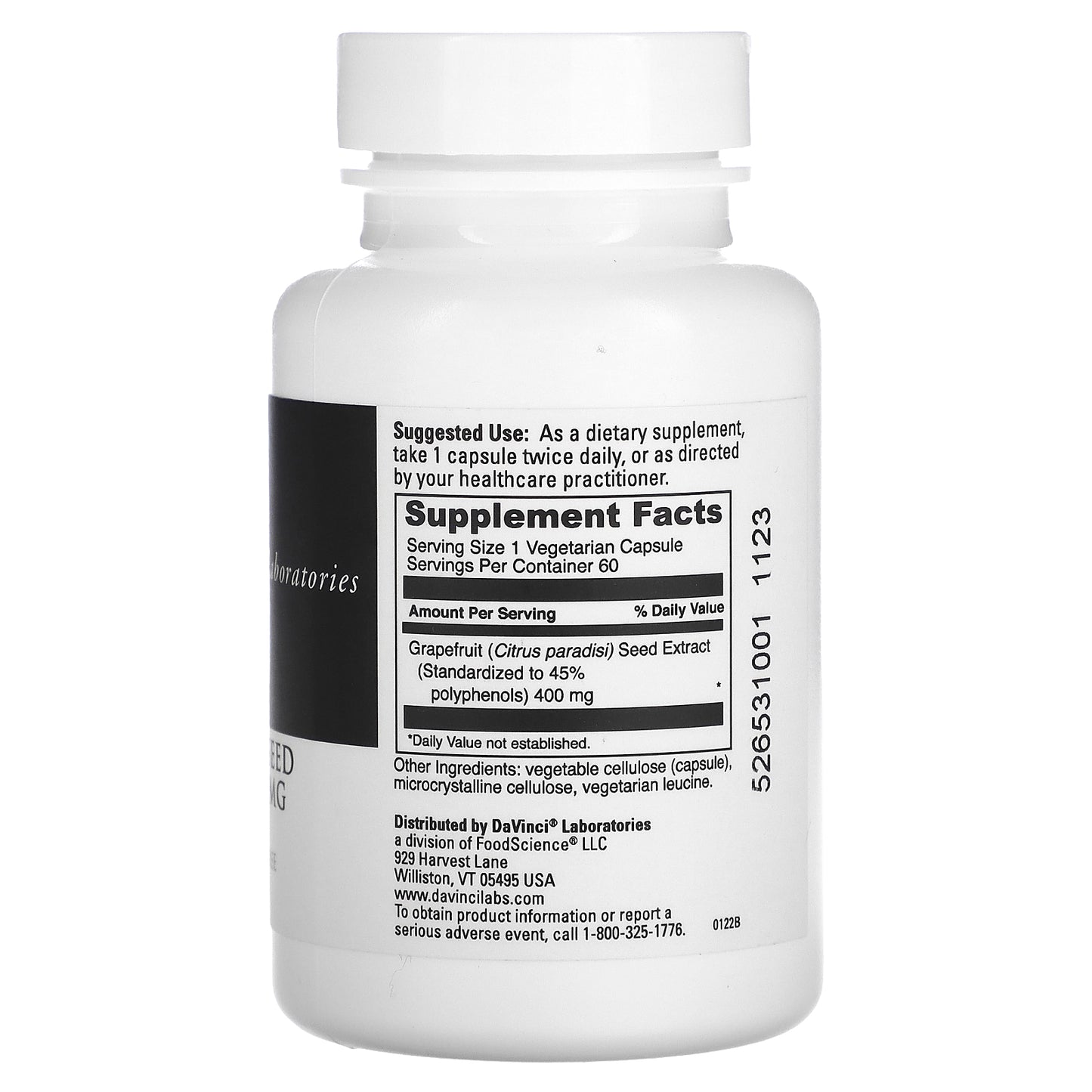 DaVinci Laboratories, Grapefruit Seed Extract, 400 mg, 60 Capsules